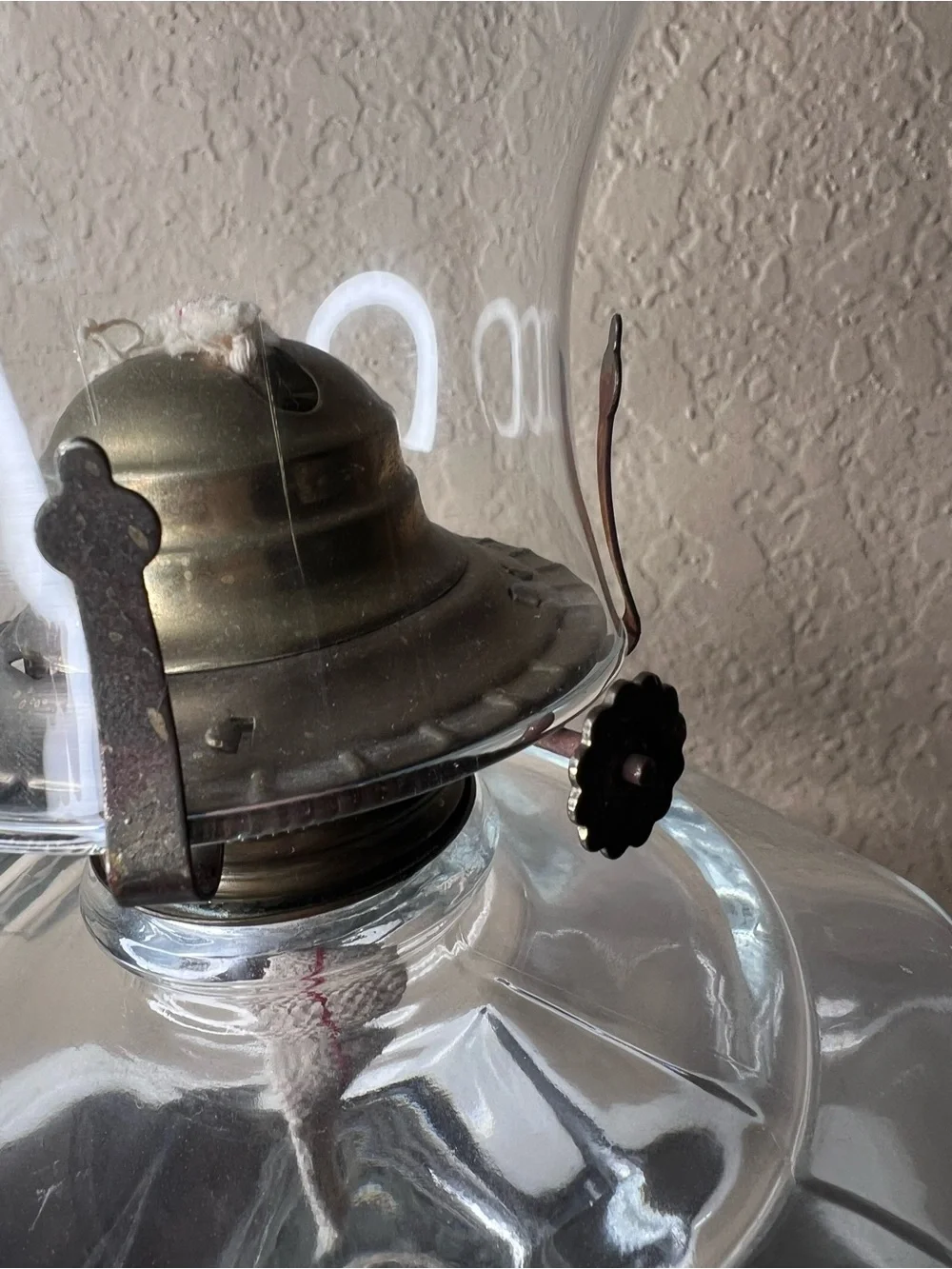 Vintage 1980s Clear Glass Hurricane Oil Lamp